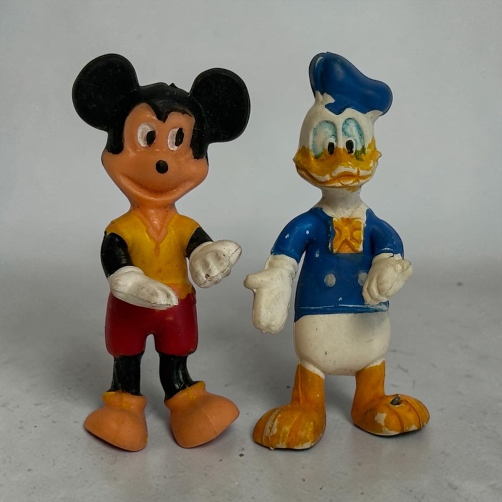 Walt Disney Prod‎ Mickey Mouse Donald Duck Figurines Vintage Hong Kong Rubber
